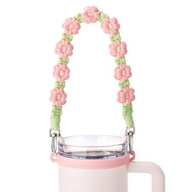 Imagem de Bluwing Alça de alça de garrafa de água compatível com Owala, Stanley Cup, alça para Hydro Flask e a maioria das garrafas de água de 340 a 1,18 l (margarida verde 4)