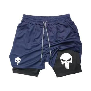 Imagem de Shorts Esportivos Masculinos 2 Em 1 De Secagem Rápida Com Bolso Para C