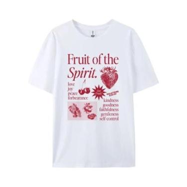 Imagem de Camiseta Retro Com Versículo Bíblico Fruto Do Espírito Para Mulheres E