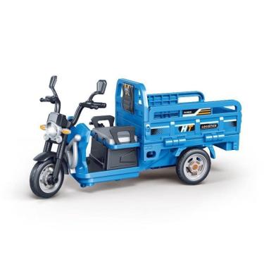 Imagem de Motocicleta de brinquedo de 3 rodas para crianças com som e plástico azul claro