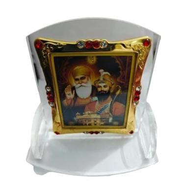 Imagem de BABA NANAK JI Foto de carro 2 gurus duplo guru | GURU GOBIND Singh JI Painel de carro Ídolo Sikh Gurus Punjabi Estatueta de painel de carro decoração espiritual presentes sikh bênçãos Khalsa 10 x 8 x