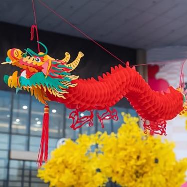 Imagem de Decorações de Ano Novo Chinês 3D 2026, Lanternas de Plástico para Decoração de Festa de Festival da Primavera Ano Novo Lunar 2026 - Dragões duplos com bola