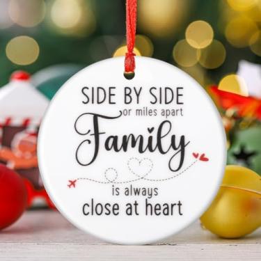 Imagem de Enfeites de cerâmica redondos para pendurar em família, enfeites decorativos de árvore de Natal, presentes para a família