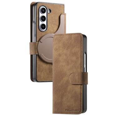 Imagem de Capa magnética para Samsung Galaxy Z Fold 6, 2 em 1, carteira destacável de couro com compartimentos para cartões com bloqueio de RFID, capa flip com suporte