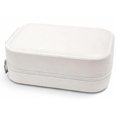 Imagem de Porta Joias com Espelho e LED, na or branca, Couro Sintético, Organizador de Joias com Compartimentos Múltiplos, Estilo Moderno, para Viagens