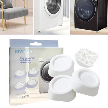 Imagem de Almofadas amortecedoras de impacto: evita que a lavadora e a secadora se movam, reduzem o ruído, antivibração, elevam a lavadora, estabilizam, nivelam, suporte para móveis, protege o chão pacote com 4