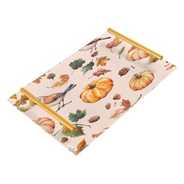 Imagem de xigua Bandeja de banheiro de abóboras de outono com alças bandeja de servir antiderrapante para mesa de centro, organizador de bancada de cabeceira bandeja de decoração de acrílico para decoração de