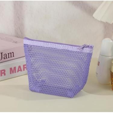 Imagem de Bolsa de armazenamento triangular de grande capacidade, pequenos sacos de malha com zíper, organizador de acessórios para chaveiro de perfume de batom