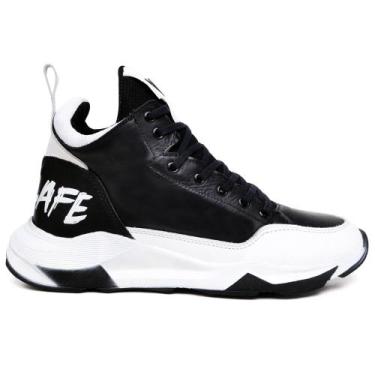 Imagem de Tênis Basketball Couro Napa Ranclafe Cano Alto, Preto com branco, 37