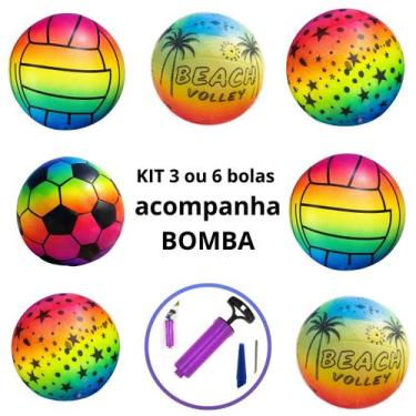 Imagem de Kit Bola Inflável para Praia Futebol Volei Diversão Colorida Cor:KIT 3