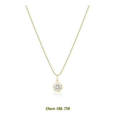 Imagem de Cordão Corrente Veneziana Ouro18k 750 50cm Ponto De Luz 6mm Branco - S