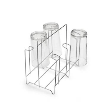 Imagem de Escorredor Porta 6 Copos Mesa Suporte Secador Aço Cromado Resistente O