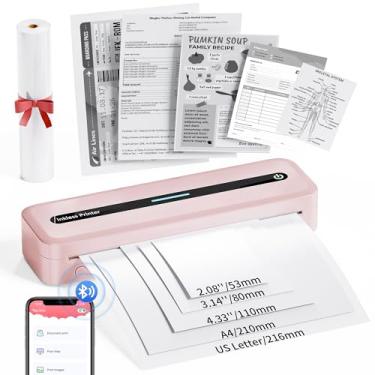 Imagem de COLORWING Impressoras portáteis sem fio para viagens, mini impressora compacta 300DPI sem tinta, impressora térmica Bluetooth compatível com smartphone, tablet e laptop Android e iOS - rosa