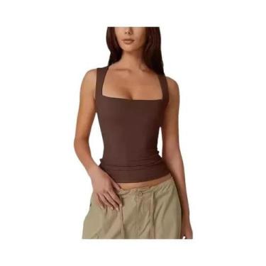 Imagem de Top Sem Mangas De Decote Quadrado Rosa Gótico Para Mulheres, Camiseta 