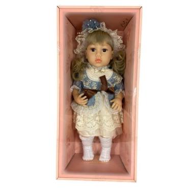 Imagem de Boneca Baby So Lovely 45cm  Vestido Azul com Renda e Laço  Brinquedo I