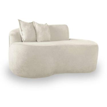 Imagem de Sofá Curvado Feijão Moderno Sala 2 Lugares Bouclé Off White