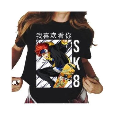 Imagem de Camiseta Feminina Kawaii Com Estampa De Desenho Animado De Skate, Top 