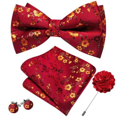 Imagem de Set de Pajarita y Pañuelo de Bolsillo Barry.Wang Floral de Seda para H