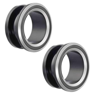 Imagem de LOMISS 2 Peças ALARGADOR AÇO CIRÚRGICO BLACK COM DETALHES PRATA (PRETO, 8MM)