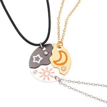 Imagem de Colares para melhor amigo para 3 peças, sol, lua, estrela, amizade, presentes para amigos, mulheres, amigas, irmãs, presente de aniversário, presente de amizade, presentes