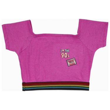 Imagem de Blusa Juvenil Look Jeans Cropped Pink - ROSA - 10-Feminino