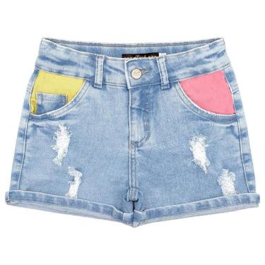 Imagem de Shorts Juvenil Look Jeans Bicolor Jeans - UNICA - 10-Feminino