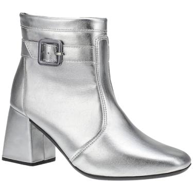 Imagem de Bota Feminina Salto Bloco Grosso Cano Curto Coturno Western (Prata, BR, Adulto, Numérico, 39)