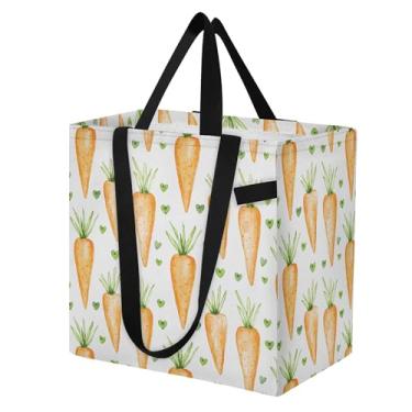 Imagem de SEHANY Sacolas de compras reutilizáveis de vegetais em aquarela com alças reforçadas, bolsa de compras de lona dobrável à prova d'água de grande capacidade para viagem, cozinha, praia