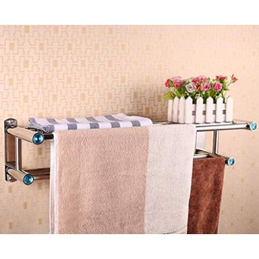 Imagem de LUCEAE Toalheiro duplo toalheiro de aço inoxidável barra de toalha de parede rack de banheiro hotel cozinha escritório, moda moderna/70 cm