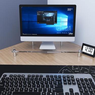Imagem de Suporte para monitor de canto de canto transparente para monitor de PC, suporte de laptop para organizador de mesa de escritório, elevador de tela de computador ergonômico com almofadas