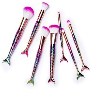 Imagem de Kit com 7 Pinceis De Maquiagem Sereia Arco-Iris