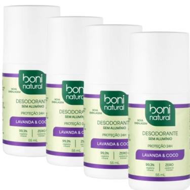 Imagem de KIT 04 BONI NATURAL DESODORANTE MAGNESIO E LAVANDA VEGANO SEM ALUMINIO 55ML / GENERICO