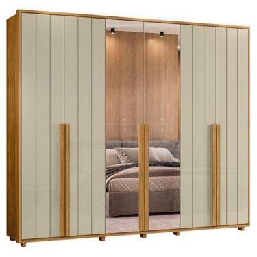 Imagem de Guarda Roupa Casal Volpi 6 Portas Com Espelhos Mdf 278 cm Cumaru Opala Madetec