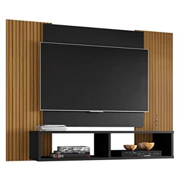 Imagem de Painel para TV até 48 Pol. Navi Sala Preto Fosco/efeito Ripa