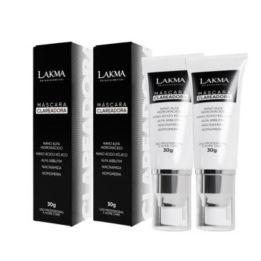 Imagem de Kit 2 Máscara Clareadora 30g Lakma Tratamento Facial E Corporal