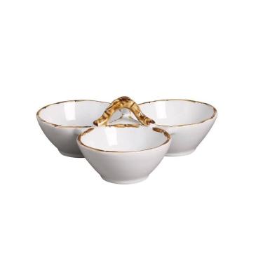 Imagem de Petisqueira 3 Divisórias Borda De Bambu Natural Scalla 1ª L