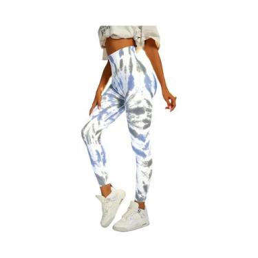 Imagem de Calças De Yoga Femininas De Cintura Alta Sem Costura Tie Dye, Leggings