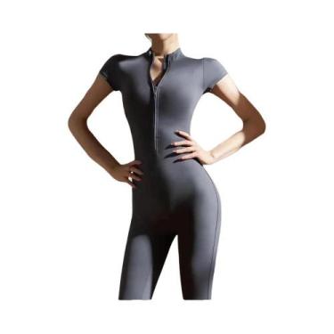 Imagem de Macacão De Yoga Feminino Slim Fit Com Mangas Curtas, Estilo Sexy Para 