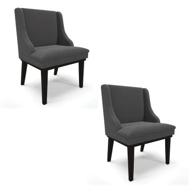 Imagem de Cadeira Sala de Jantar Base Madeira Preto kit 2 Liz Bouclê Grafite D03 - D'Rossi
