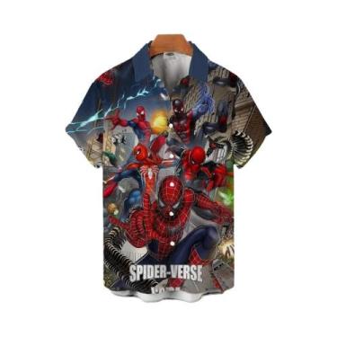 Imagem de Camisa Havaiana Masculina Tamanho Grande Com Estampa Do Super-Herói Ho