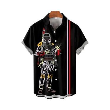 Imagem de Camisa Masculina De Verão Com Estampa Havaiana Mecha Man, Tamanho Gran