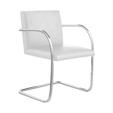 Imagem de Cadeira Brno Para Escritório Couro Sintético Branco Tubular Cromada