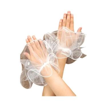 Imagem de Luvas De Noiva Com Punhos Destacáveis Em Renda De Pérola E Mangas Fals