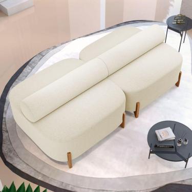 Imagem de Kit 02 Sofás Ilha Orgânico Living Evo 125cm 02 Lugares Bouclê Bege - Desk Design Bege