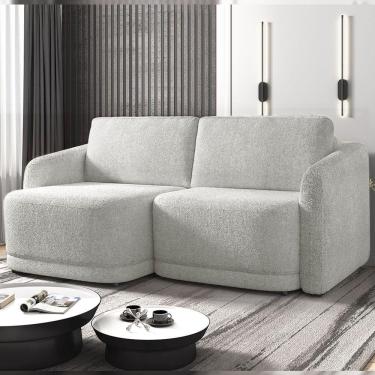 Imagem de Sofá Cama Modulado Retrátil E Reclinável Decorativo Varsóvia 236cm Bouclê Cinza G33 - Gran Belo