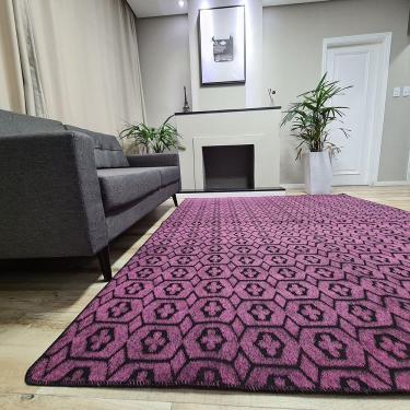 Imagem de Tapete Carpete Sala Quarto Elegante Geométrico 2,00 X 2,50 Titulos Cor Rosa