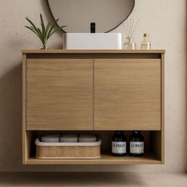 Imagem de Gabinete de Banheiro Suspenso Minimalista 70cm - Bihouse Móveis