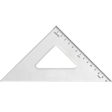 Imagem de Esquadro Acrílico 21cm com Escala 45/45/90 Trident 1521