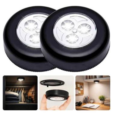 Imagem de Kit Com 2 Luminária Luz Auxiliar Noturna LED Branco Frio Clik Pilha Qu