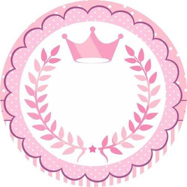 Imagem de Painel de Lona Redondo Coroa Rosa Realeza - Fabrika De Festa, 120x120c